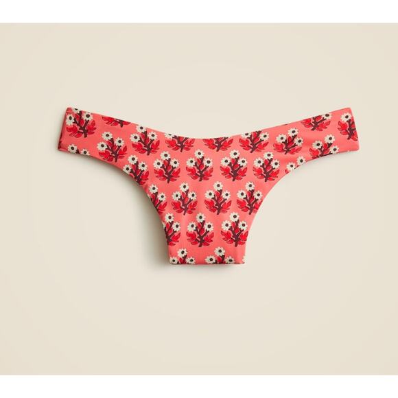 J.Crew Classic Sculpt Sunny Bikini Bottom WMNS S Coral Floral High-Cut Mid Rise - Picture 3 of 9